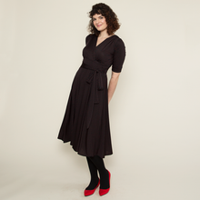 Load image into Gallery viewer, Margaret Dress - Black with Red Pin Dots