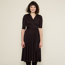 Load image into Gallery viewer, Margaret Dress - Black with Red Pin Dots