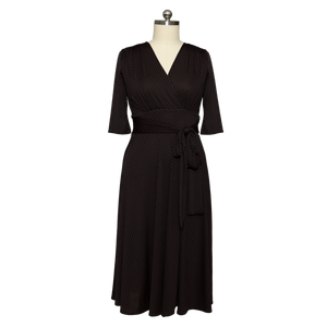 Margaret Dress - Black with Red Pin Dots